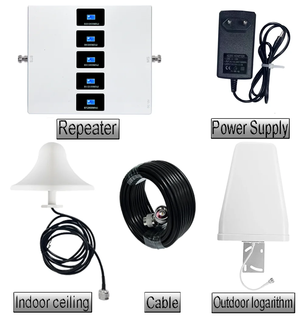 2G 3G 4G бустер пятидневный B20 800 900 1800 2100 2600mhz Ретранслятор мобильной сети/усилитель сигнала сотового телефона/усилитель сигнала