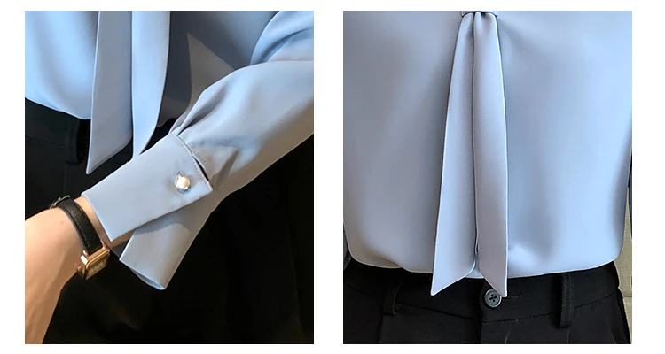 Long Sleeve Chiffon Blouse Shirt Women Blusas Mujer De Moda 2024 Bow V-Neck Office Lady Tops Women Blouses 8306#