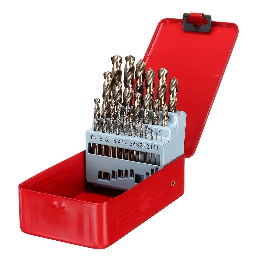 25pcs Stainless Steel and Hard Metal Metric M35 5% Cobalt Twist Drill Bits Set For Stainless Steel Wood Metal Drilling