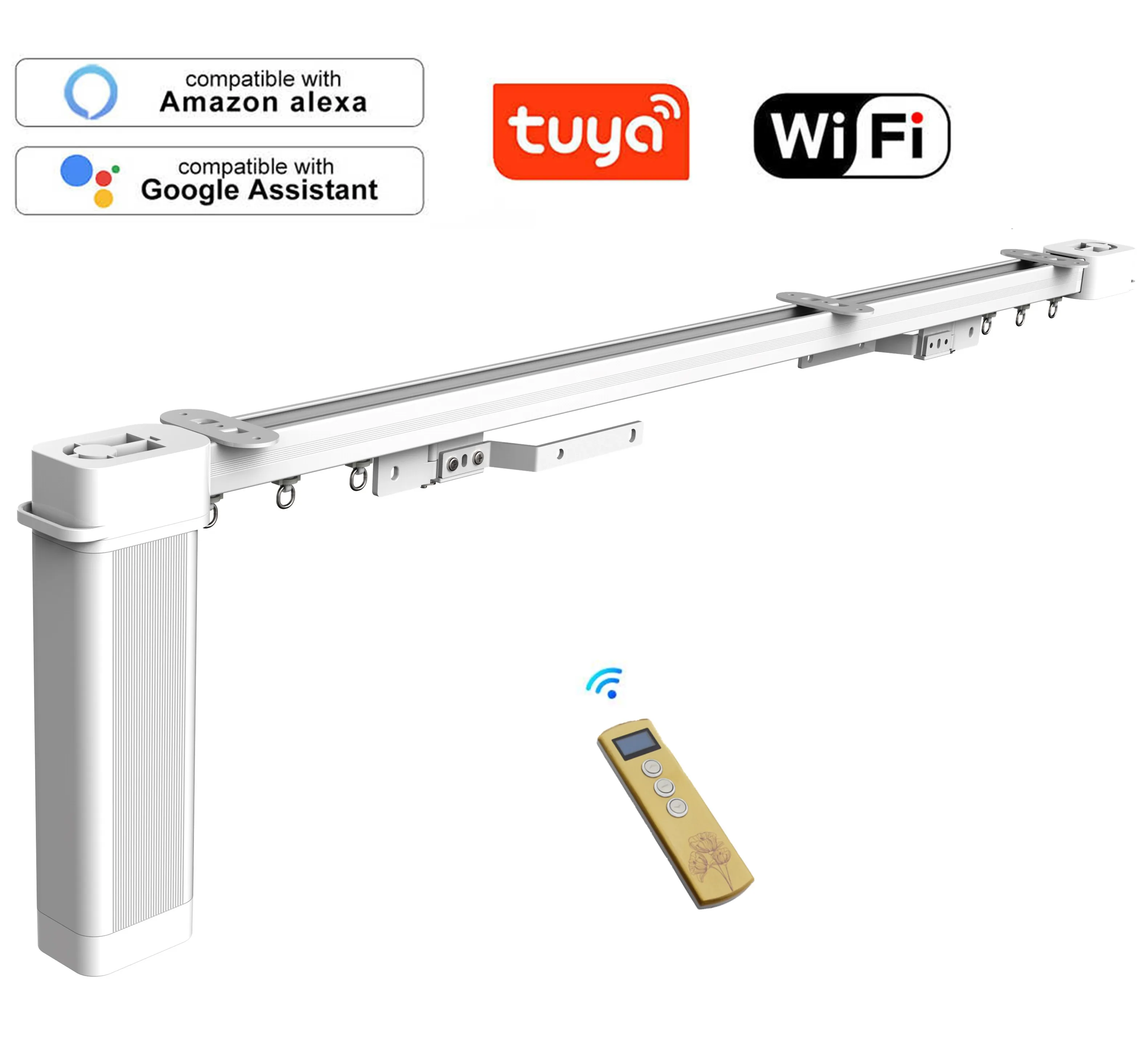 KECO smart electric curtain track motor with tuya wifi curtain motor KA80A-Tuya compatible with google home curtain controlling