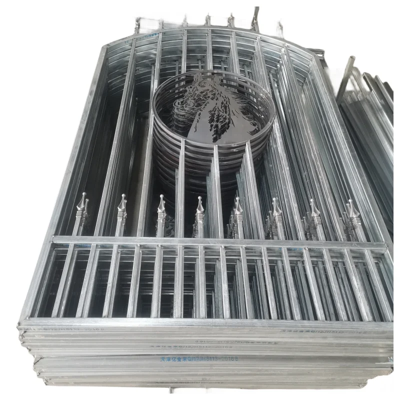 High Quality Galvanized Wrought Iron Swing Driveway Gates Eco-Friendly Metal Boundary Wall Fencing Gate with Grill Design