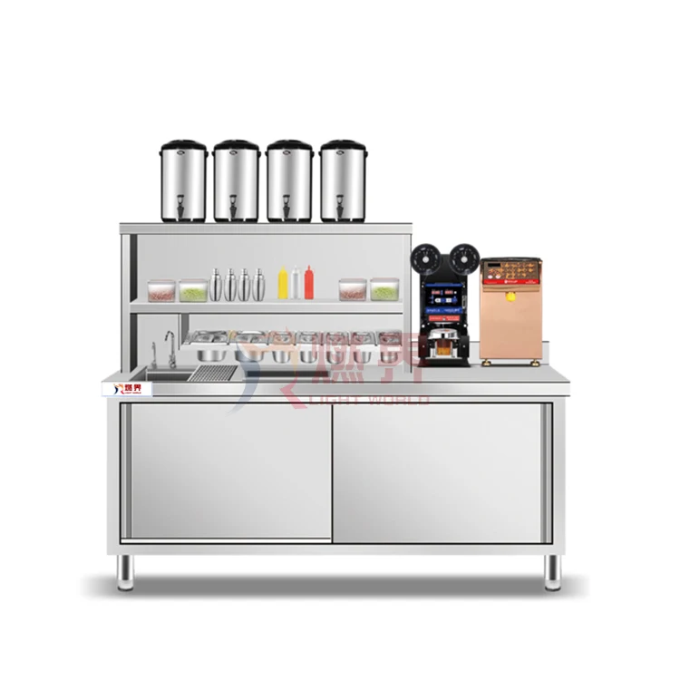 Latest Design Boba Tea Equipment Working Table Bubble Milk Tea Counter