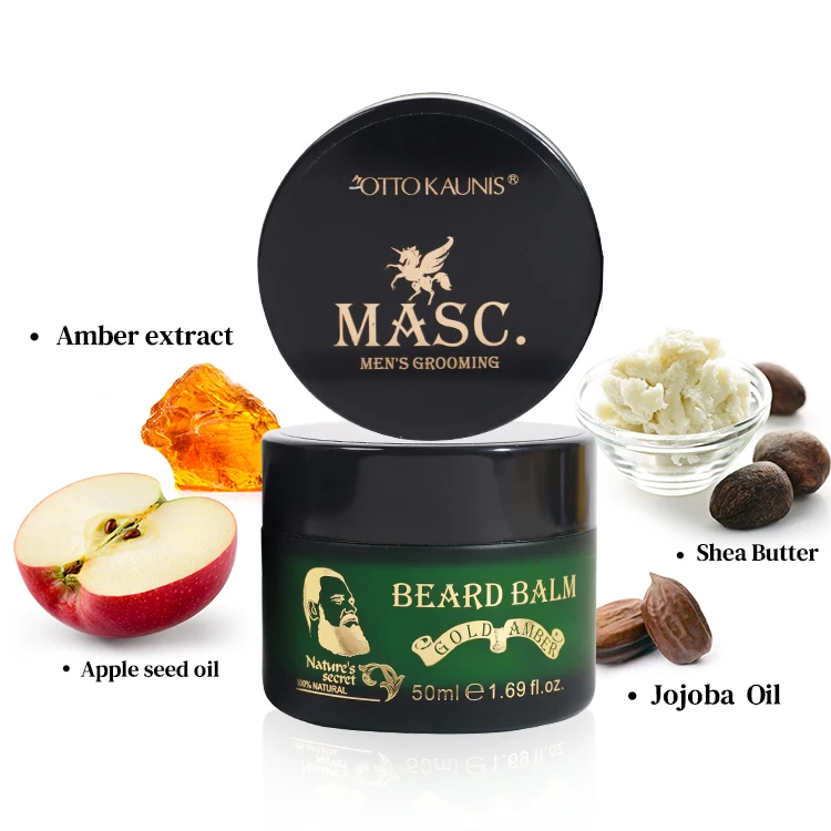 Vegan Strengthen Soften Beard Wax Mustaches Men Beard Balm OEM Organic Beard Growth Balm With Shea Butter