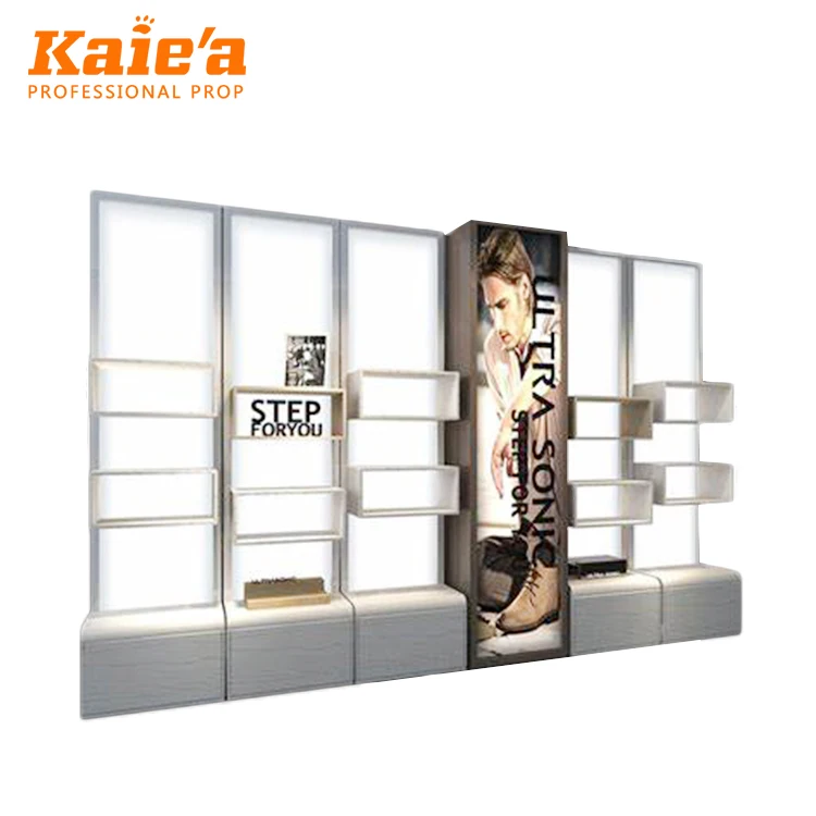 Modern vertical design wall floor stands levitating shoes display for retail shop Display Shelving For Shoes