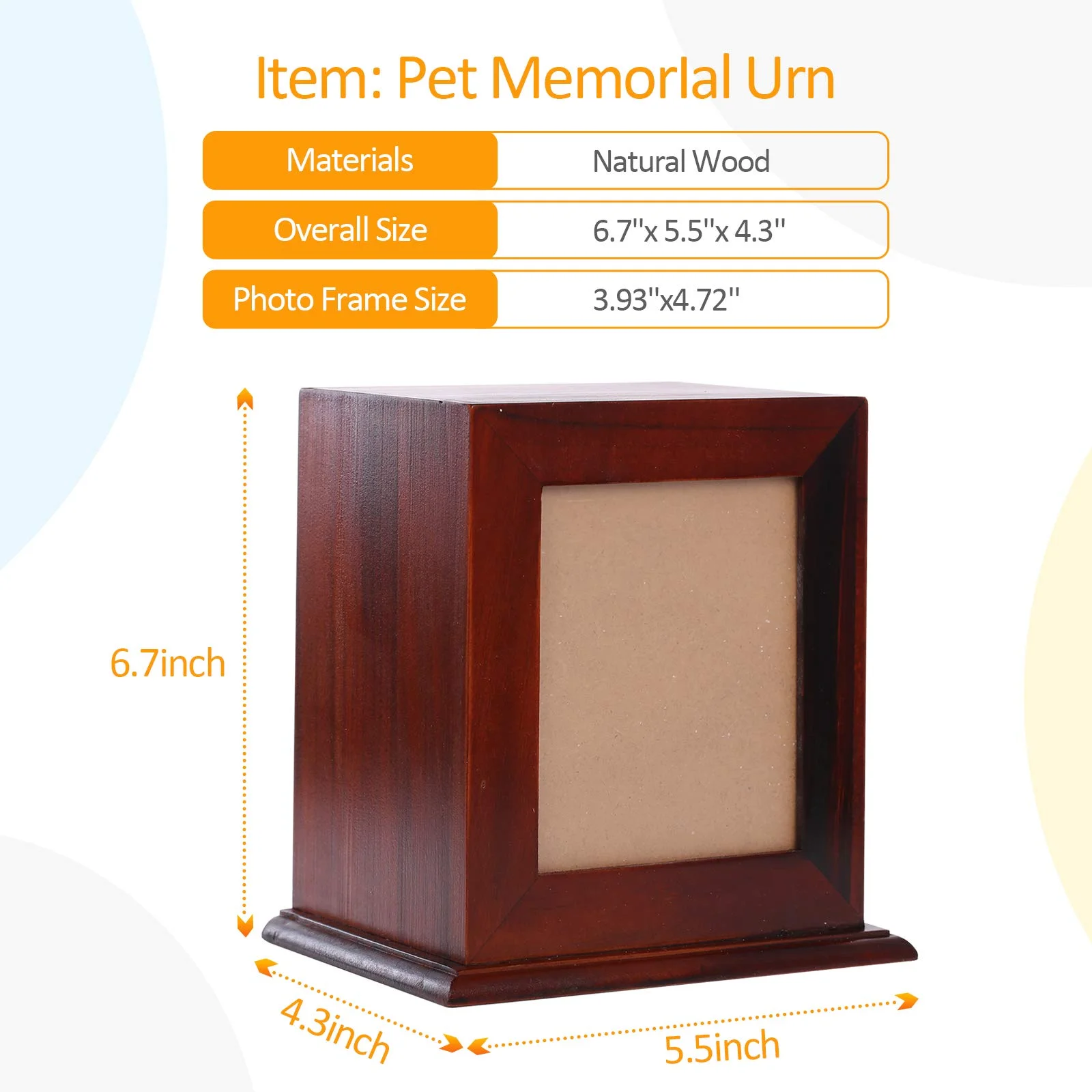 Amazon The Most Popular Pet Memory Box Dog Picture Urn Custom Wooden Pet Paw Print Urns
