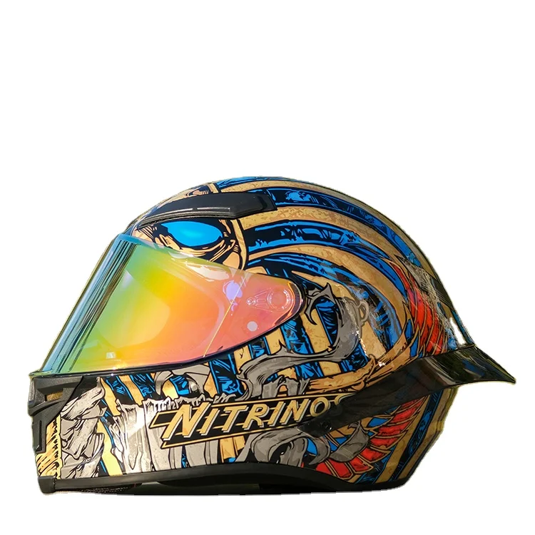 Brown pharaoh snake classic D shape ABS motorcycle Full Face helmet with  Breathable and Anti-fall