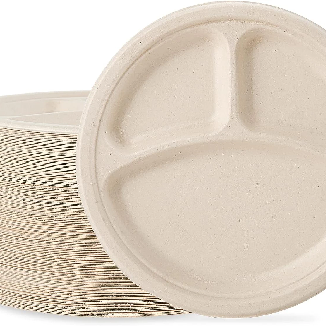 Одноразовые обеденные тарелки с 3 отделениями