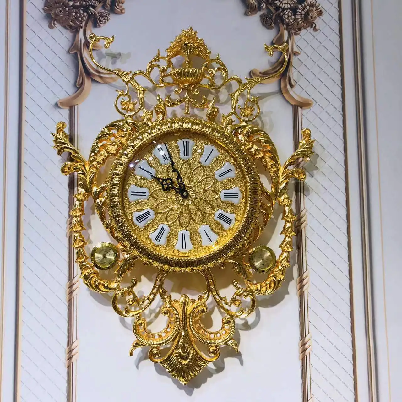 European Design Wall Clock Luxury Decoration Wall Clocks Handmade Golden Antique Style Wall Clock