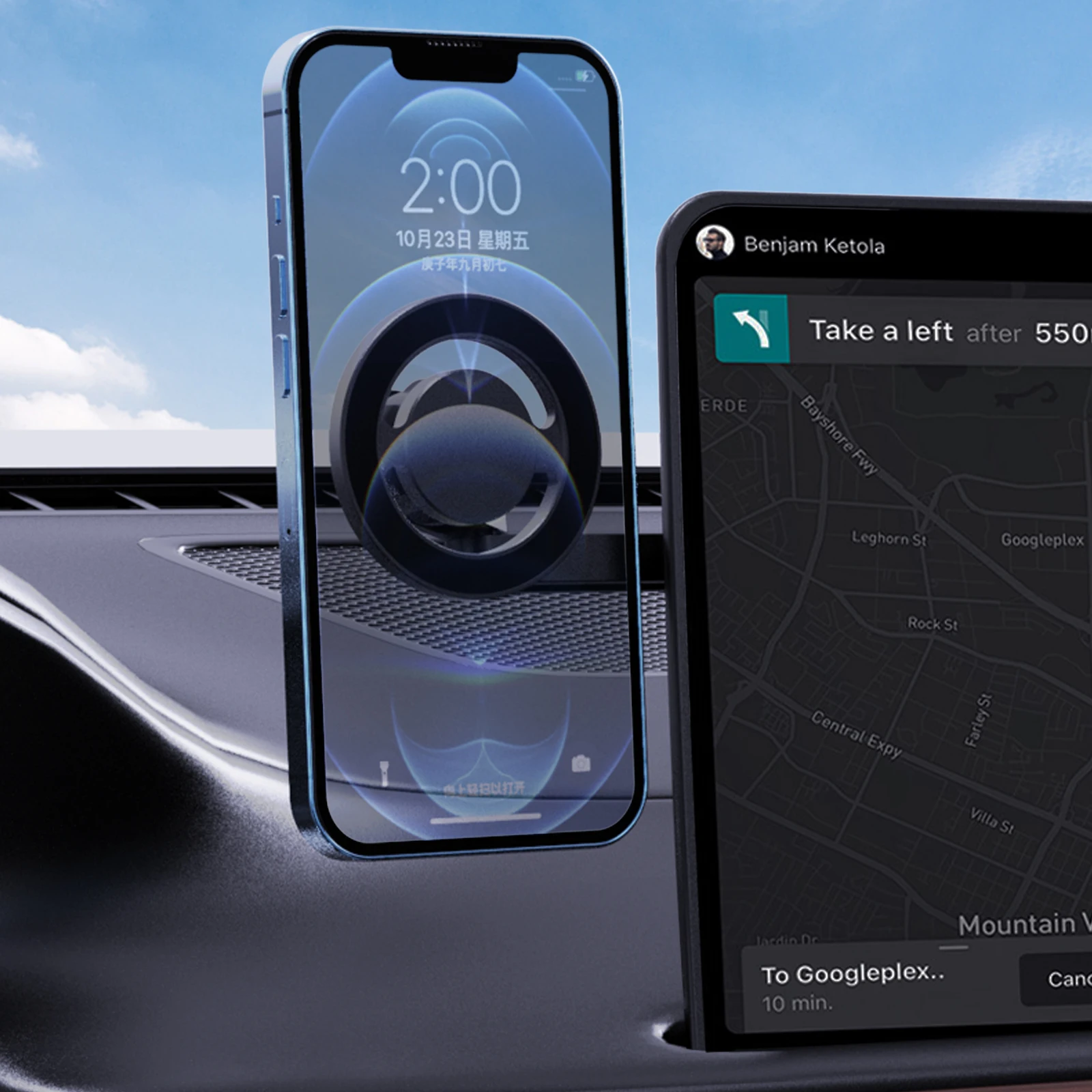 Универсальный магнитный держатель для мобильного телефона Tesla из
