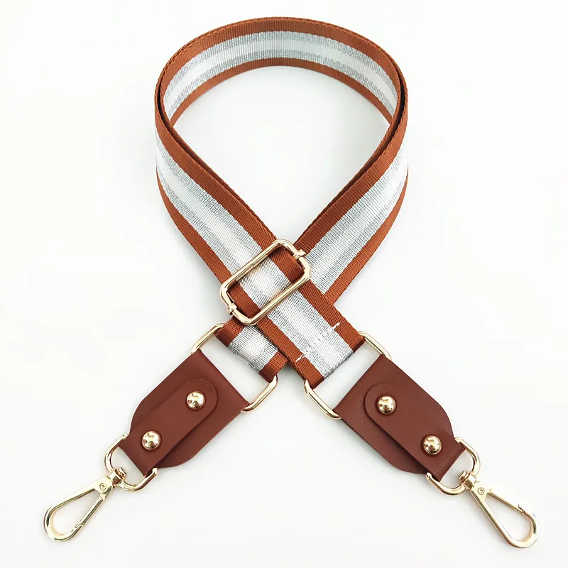 Meetee B-J353 Colorful Silver Line Highlight Strap Adjustable Crossbody Long Backpack Polyester + Leather Rivet Strap