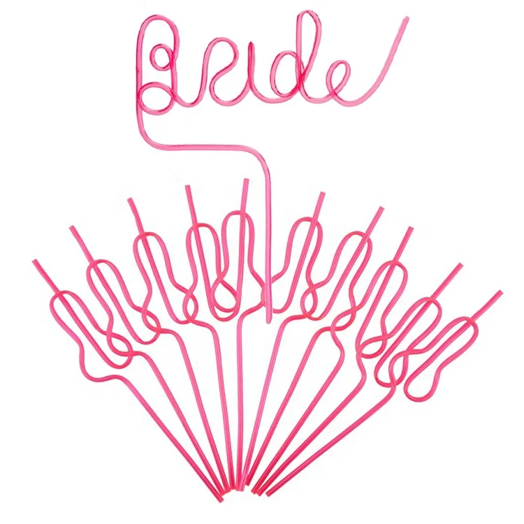 Bachelorette Drinking Straws Set , Bachelorette Party  XL Large Bride Straw n Crazy Swirly Loop Penis Straws 10+1