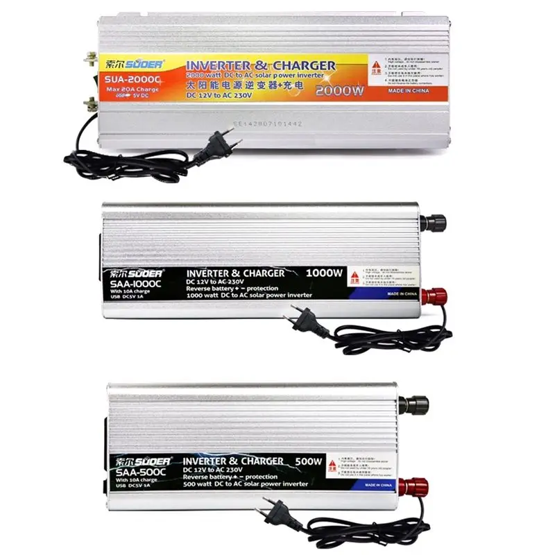 Solar Inverter 12v 24v 48v 220v 110v UPS Inverter Modify Sine Wave Car Converter With Battery Charger