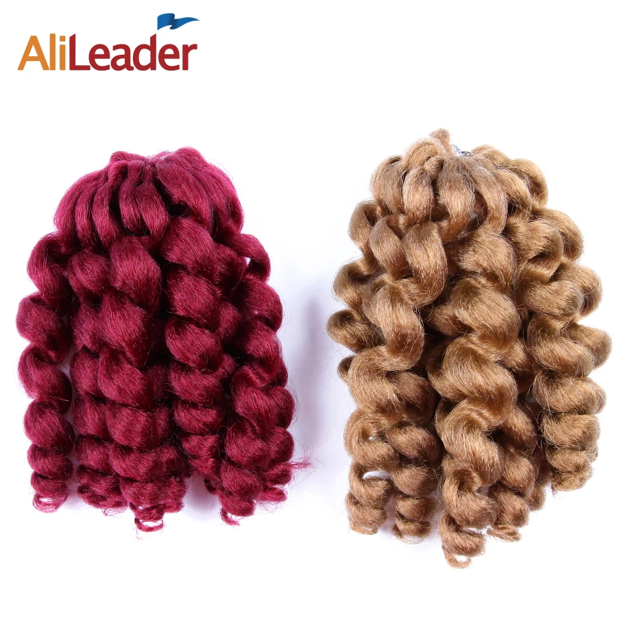 
AliLeader 8 Inch High Temperature Fiber Jamaican Bounce Crochet Braid Hair Synthetic Jumpy Wand Curl Hair Extension 