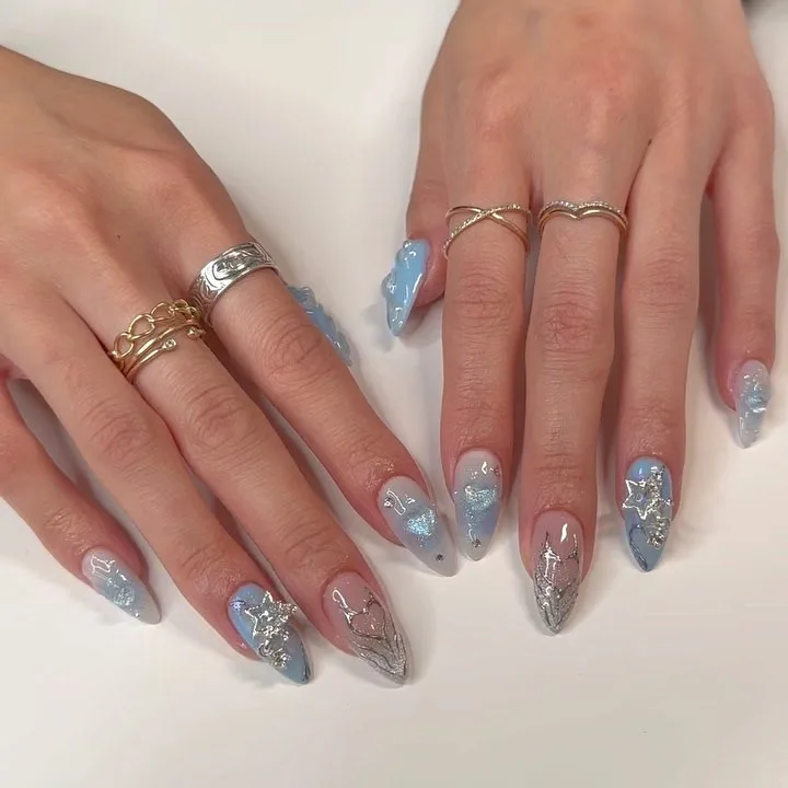 Custom Logo Artifincial Fingernails 24PCS Nails Gel Press On Wholesale Almond Acrylic Pressed On Nails With Design