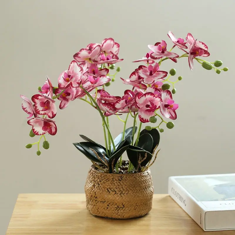 Orchids Silk Phalaenopsis Bonsai Potted Flowers For Home Party Decor Table Centerpiece