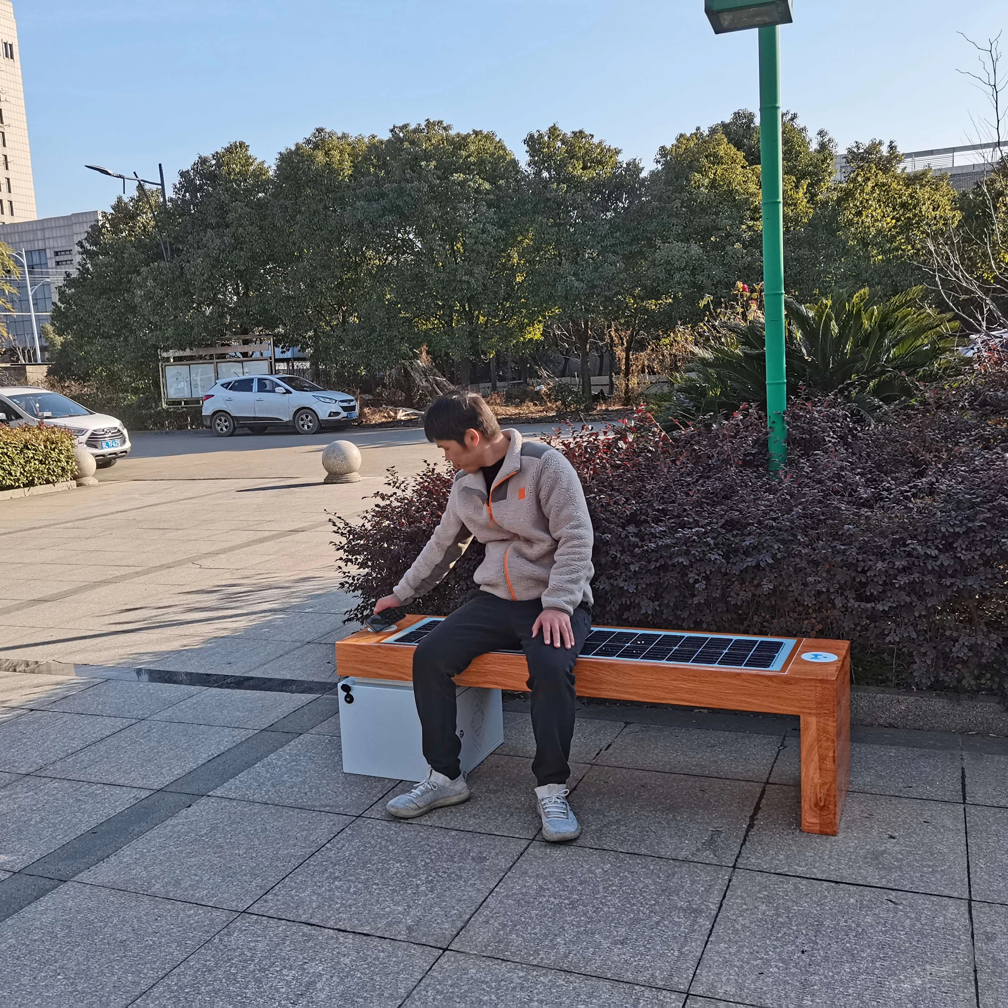 DDK- Solar Benches Outdoor Garden Smart Advertising Solar Park Bench