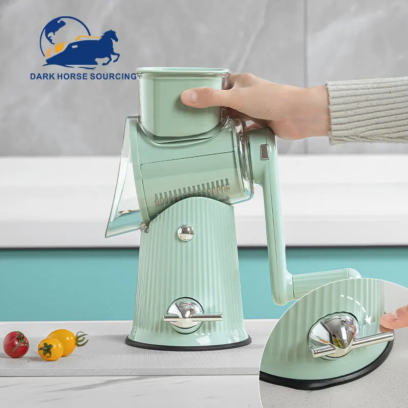 Hot Sale Manual stainless steel blades Rotary Cheese Grater 5 in 1 Vegetable Grater Shredder Grater Vegetable Cutter For Kitchen