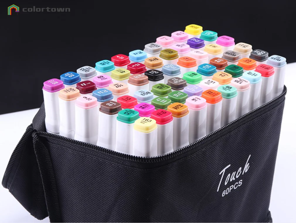 40pcs 60pcs 80pcs 168pcs Touch Raven professional dual tips alcoholic marker pen set custom OEM box art supplies