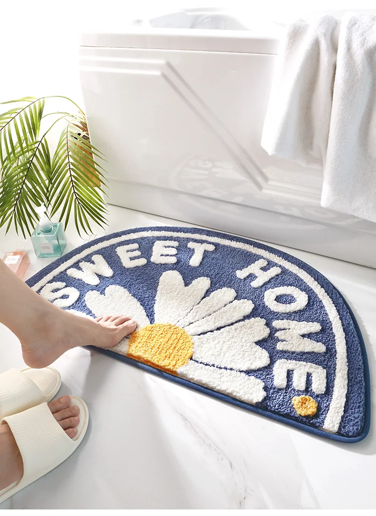 DAJIANG Bath Mat Half Ground Shape Non Slip Strong Water Adsorption Bath Mat