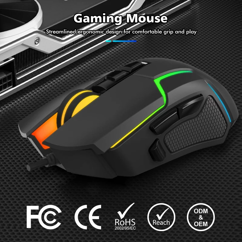 Проводная мышь игровая otical компьютер 7 Кнопка точек на дюйм Эргономика игровая мышь 3600 точек/дюйм “дышащими” световыми индикаторами игровой коврик для мыши