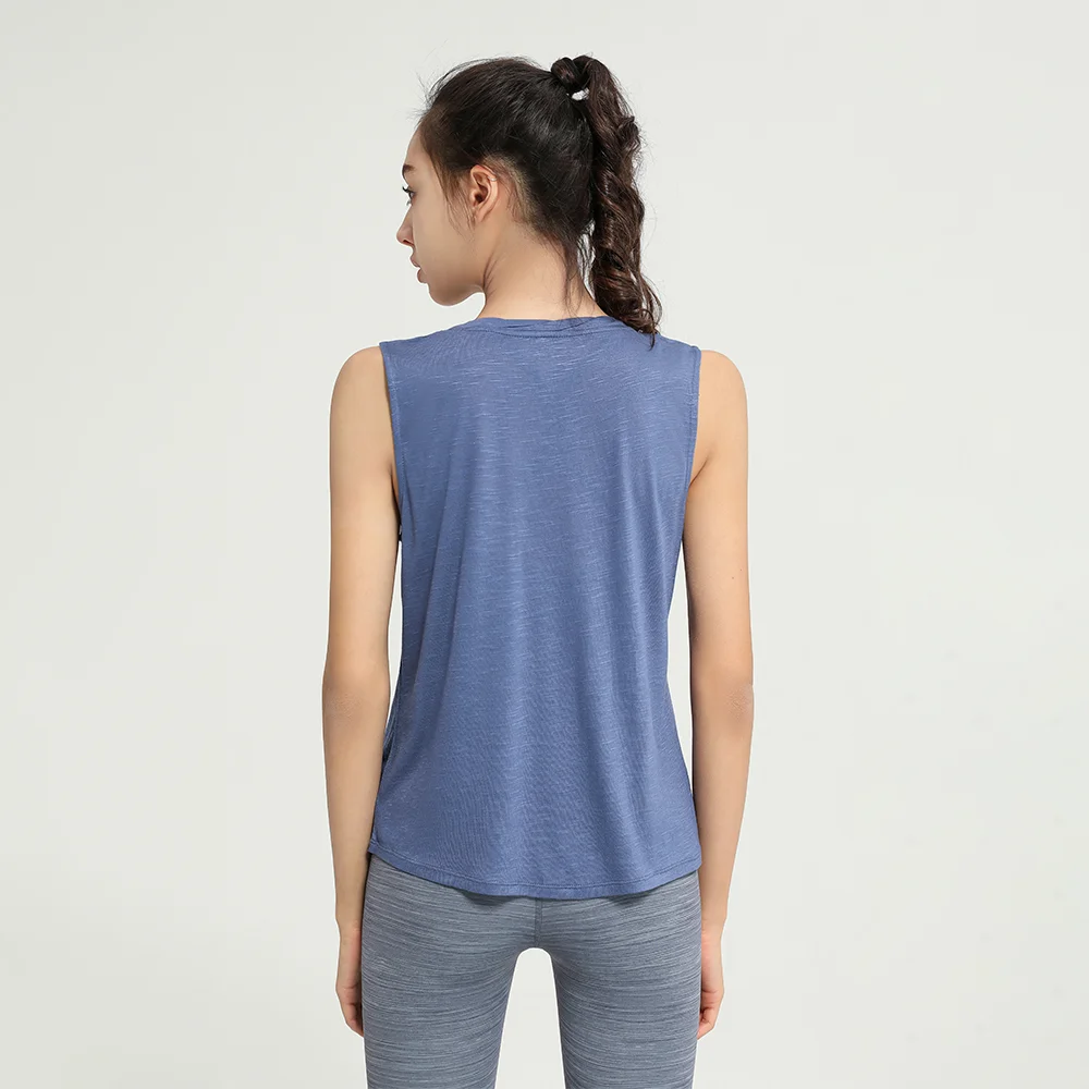 Jinruite 2021 Оптовая Продажа Модный пользовательский Повседневный женский топ без рукавов с глубоким вырезом Вязаный топ для йоги