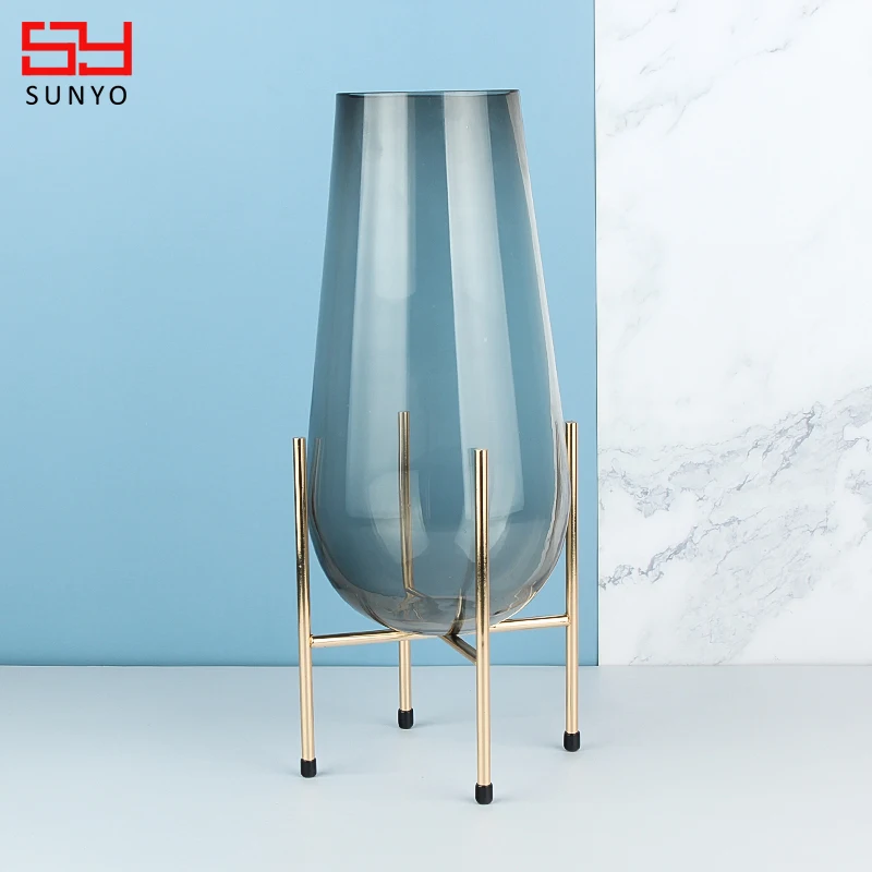 Sunyo Modern Styling Egg Shape Glass Vase Hand Blowing Lead Free Round Bottom Vase Decor Vase For Home And Wedding Decorative