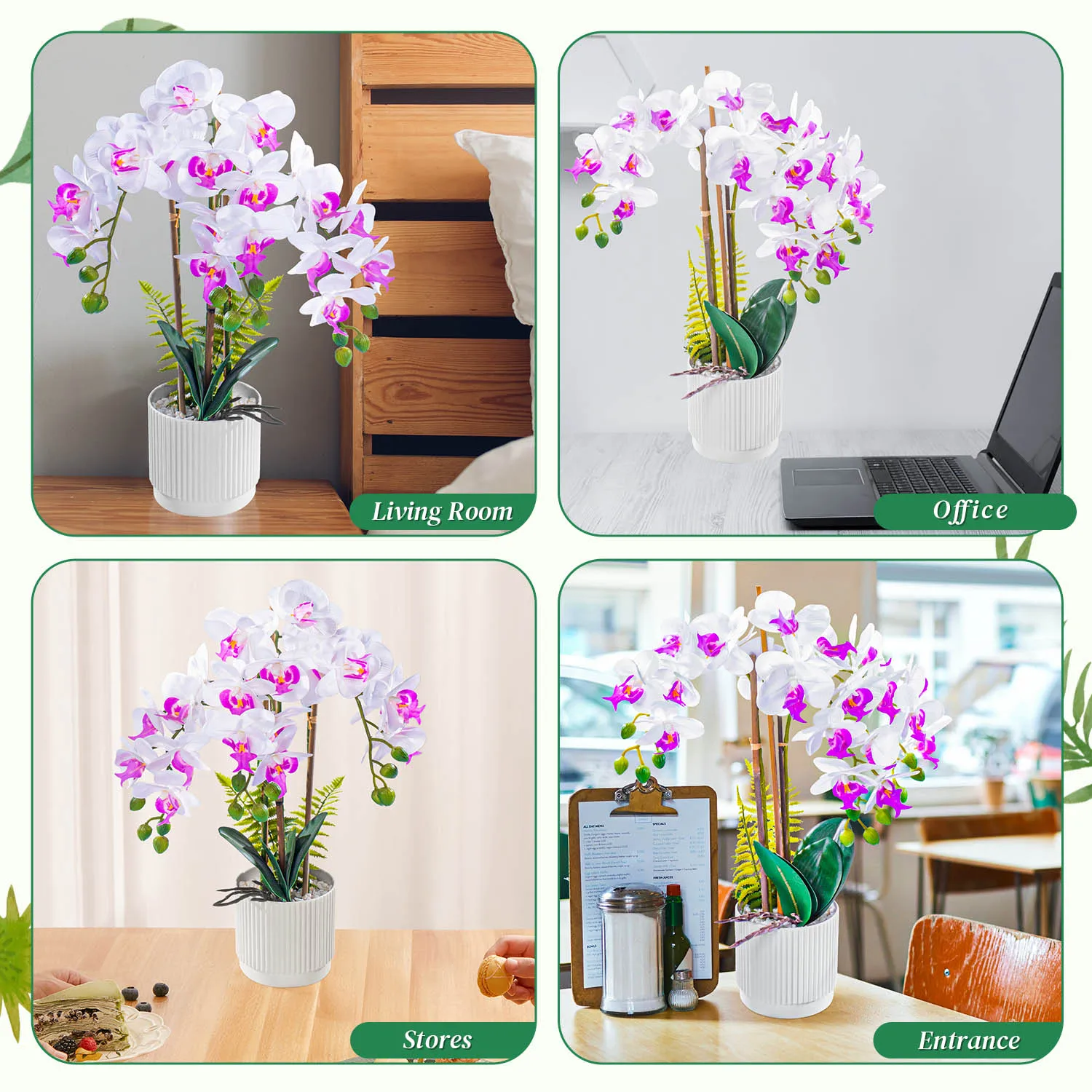 Wholesale Orchids Natural-like Artificial Flowers Plants White Real Touch  Room Decoration Decor With Pot