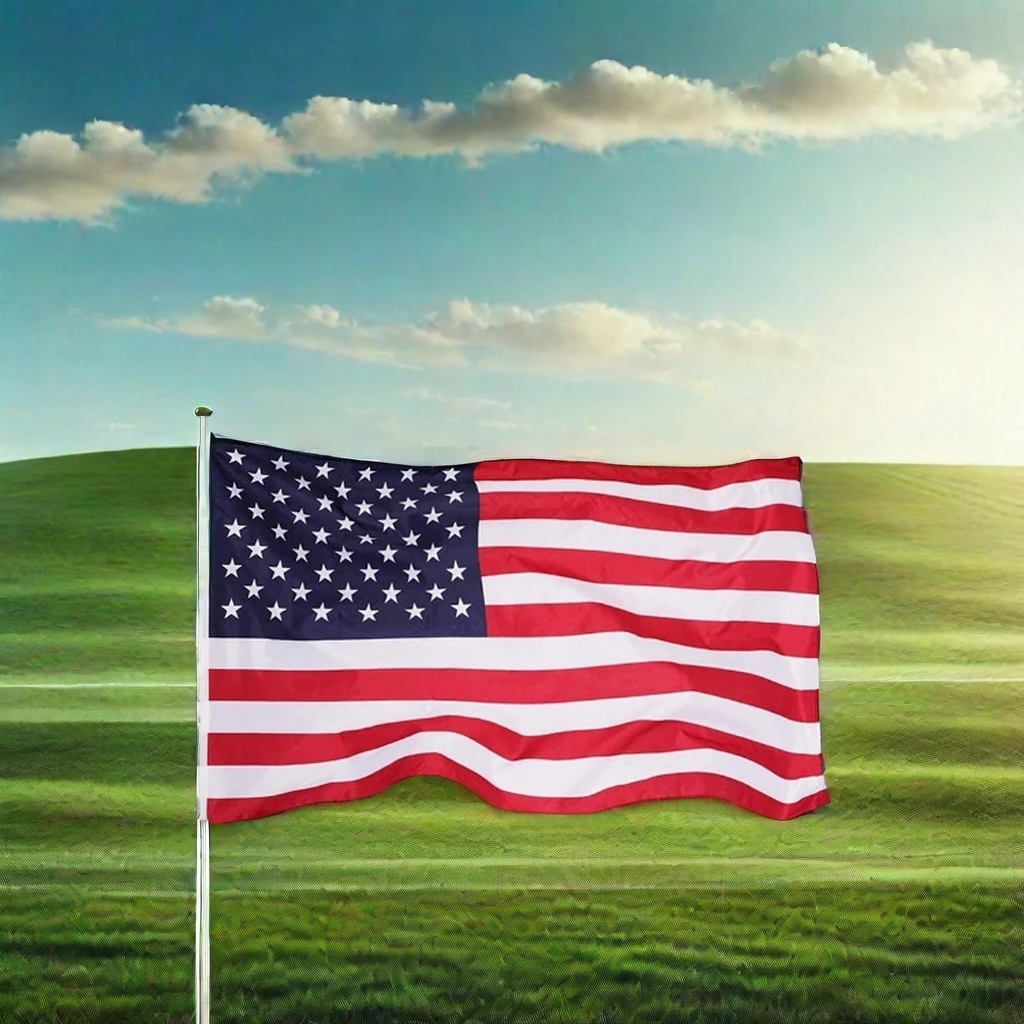 Wholesale Price American Embroidered Flag 3x5 Ft Heavy Duty Factory Direct Sale Polyester Silk Vinyl Nylon for Sport Car Use