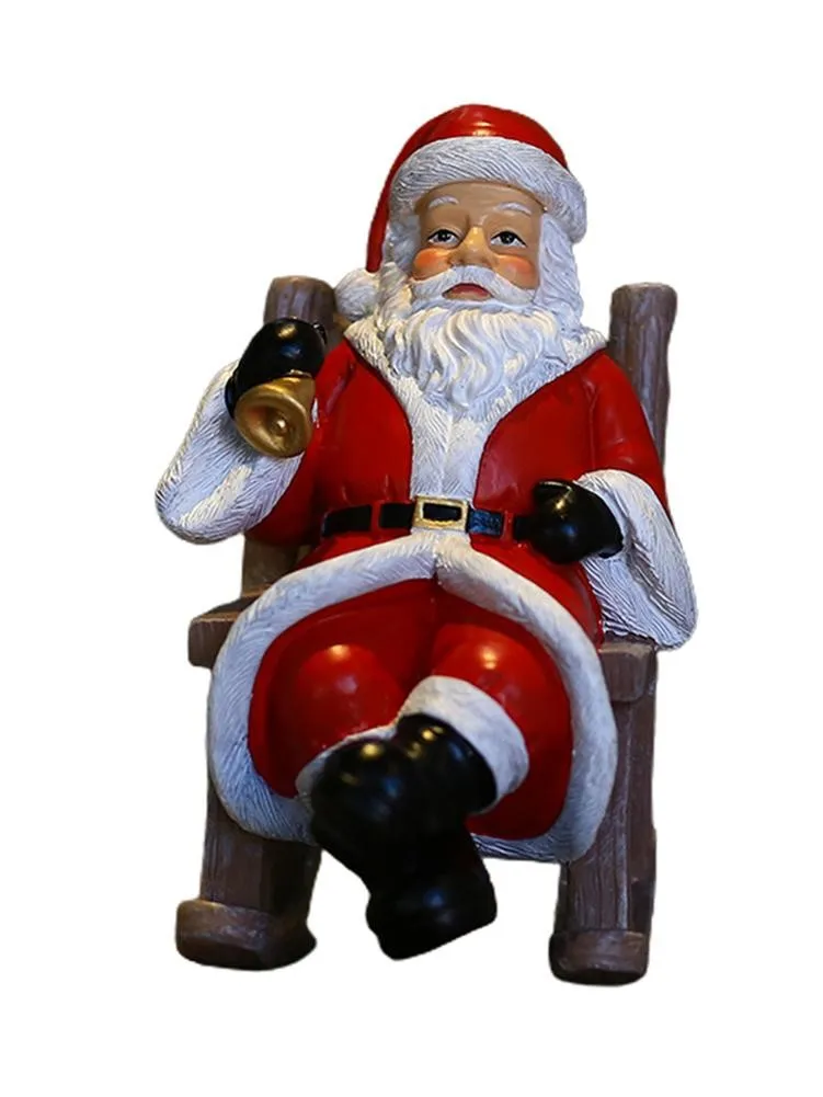 FREE SAMPLE  Chair Santa Claus Statue Miniature Christmas Figurines Christmas Resin Ornament Figurine Resin Craft Work Christmas