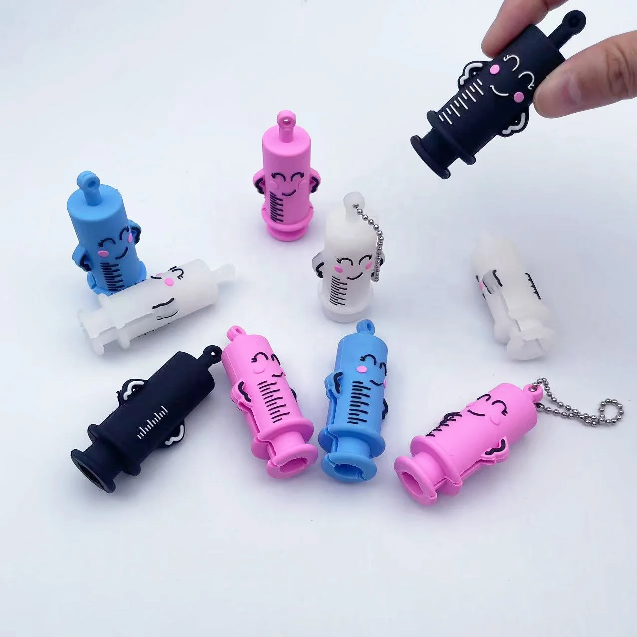 Silicone PVC Rubber Transparent White Glitter Syringe Shaped Ampoule Cutter For Breaking Ampoule Opening Blister Nursing Tool