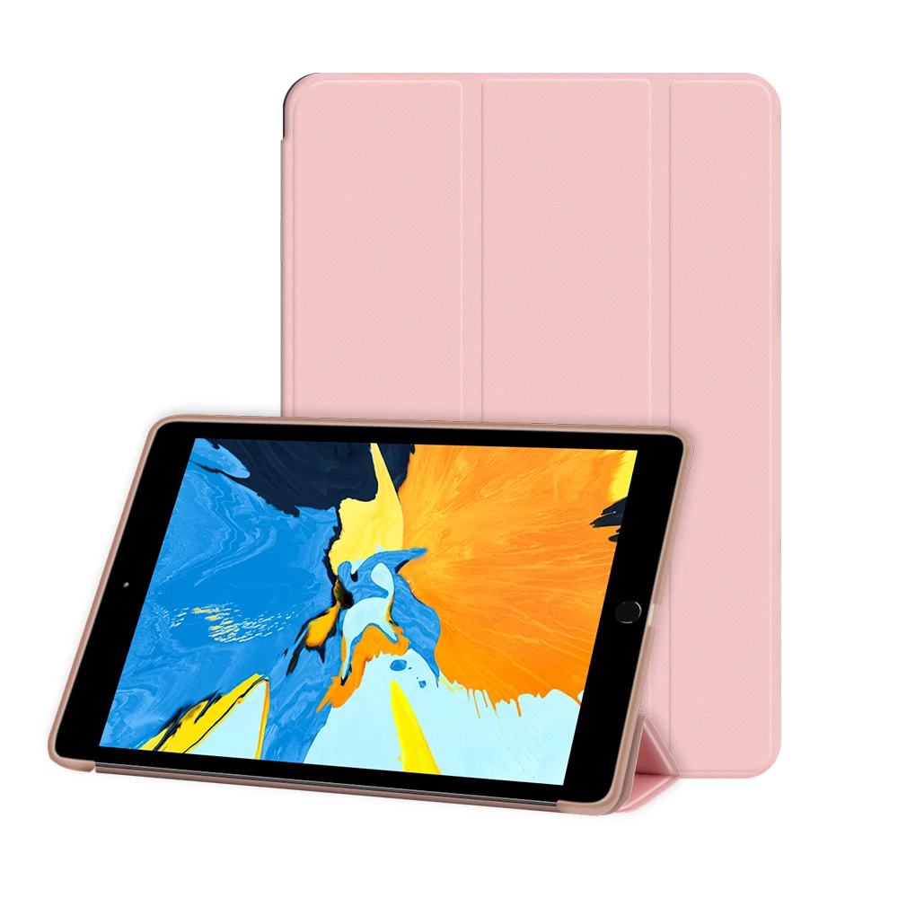 
Trifold Transparent Soft Silicone Back Cover PU Leather Case New 10.2 inch for iPad 10.2 8th 