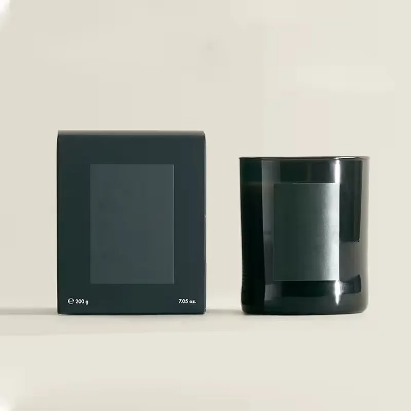 Luxury Frosted Matte Black Glass Candle Jars Container With Meta Lid Bamboo Wood Cork Lid 8oz 10oz 12oz 16oz