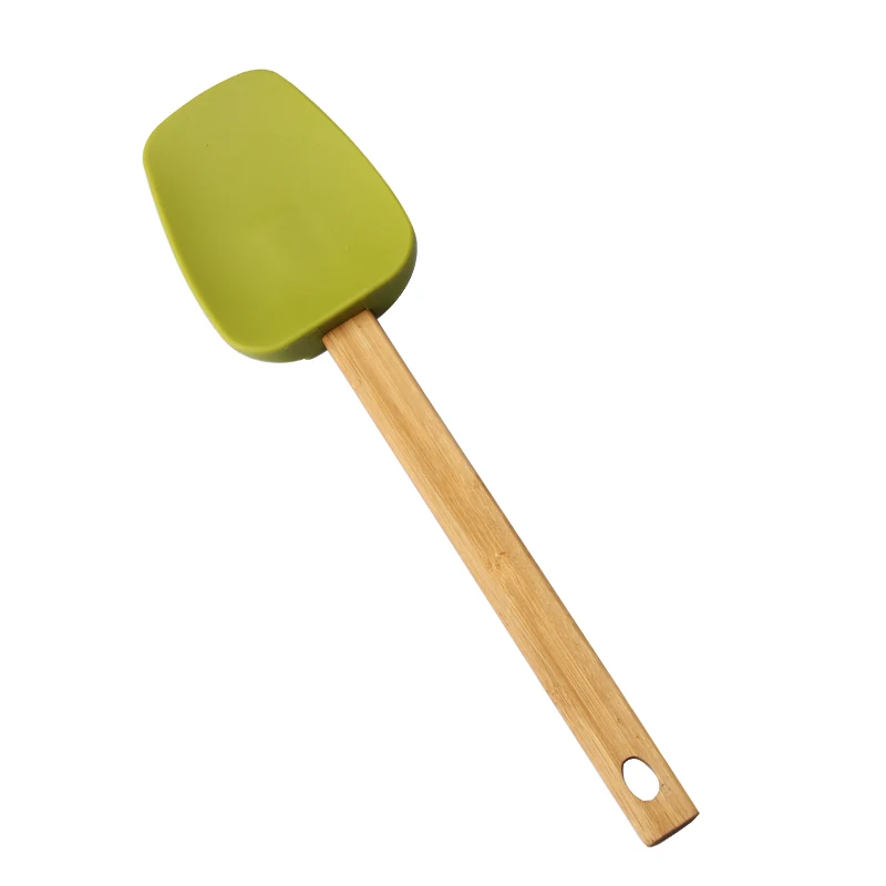 Термостойкие пищевые силиконовые шпатели зеленого цвета деревянная ручка 4 шт. набор шпателей для выпечки