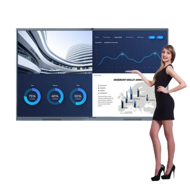 65 75 85 Inch Floor Standing Digital Interactive Whiteboard Smart Board Screen Touch Tv For Classroom