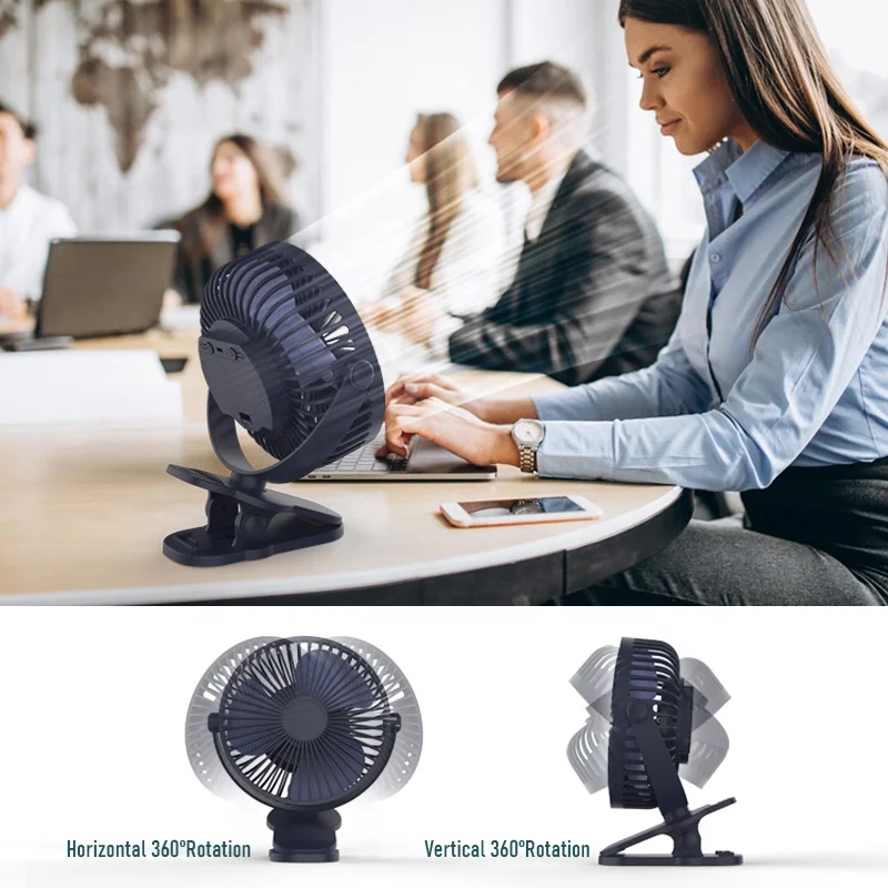 360 Degree Adjustable Tilt Electric Tabletop Fan Office  Desk Compact USB  DC Fan