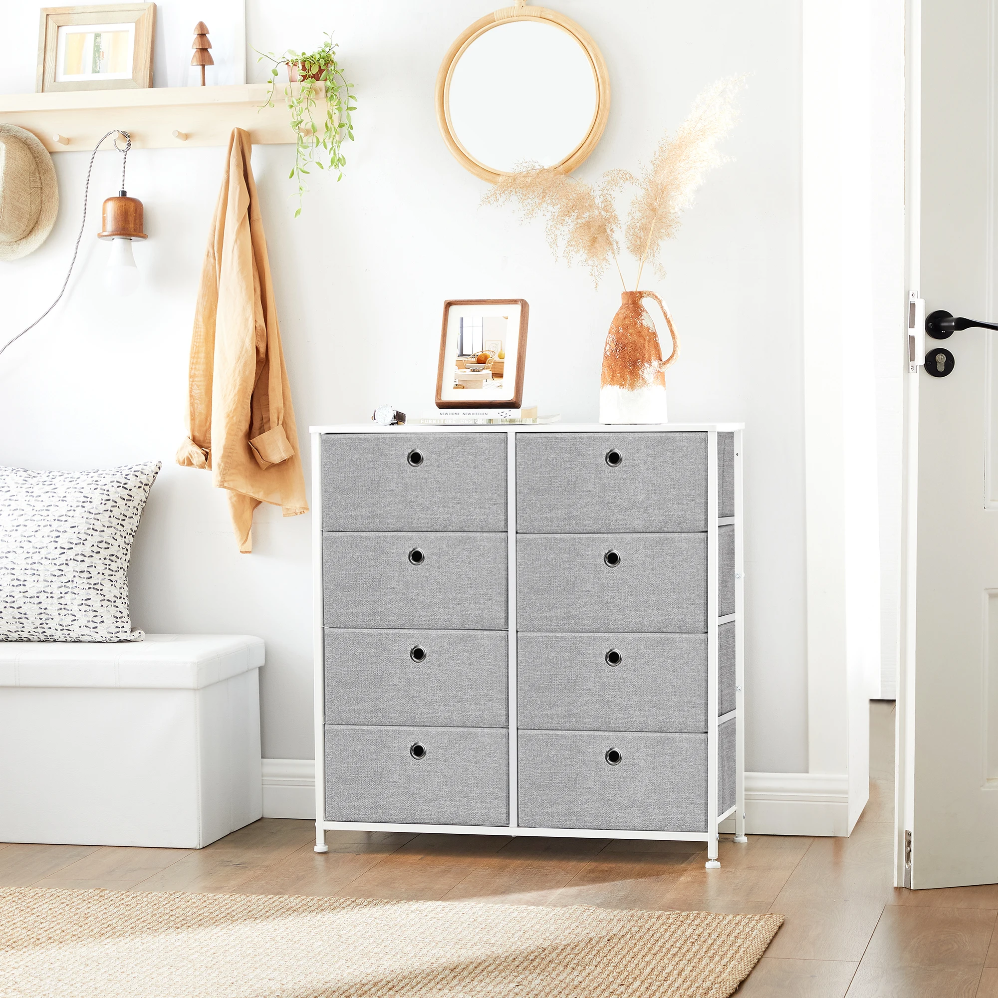 SONGMICS Chest of Drawers Fabric Storage Drawers Dresser with Wood Top Easy to Assemble Fabric 8 drawer dresser
