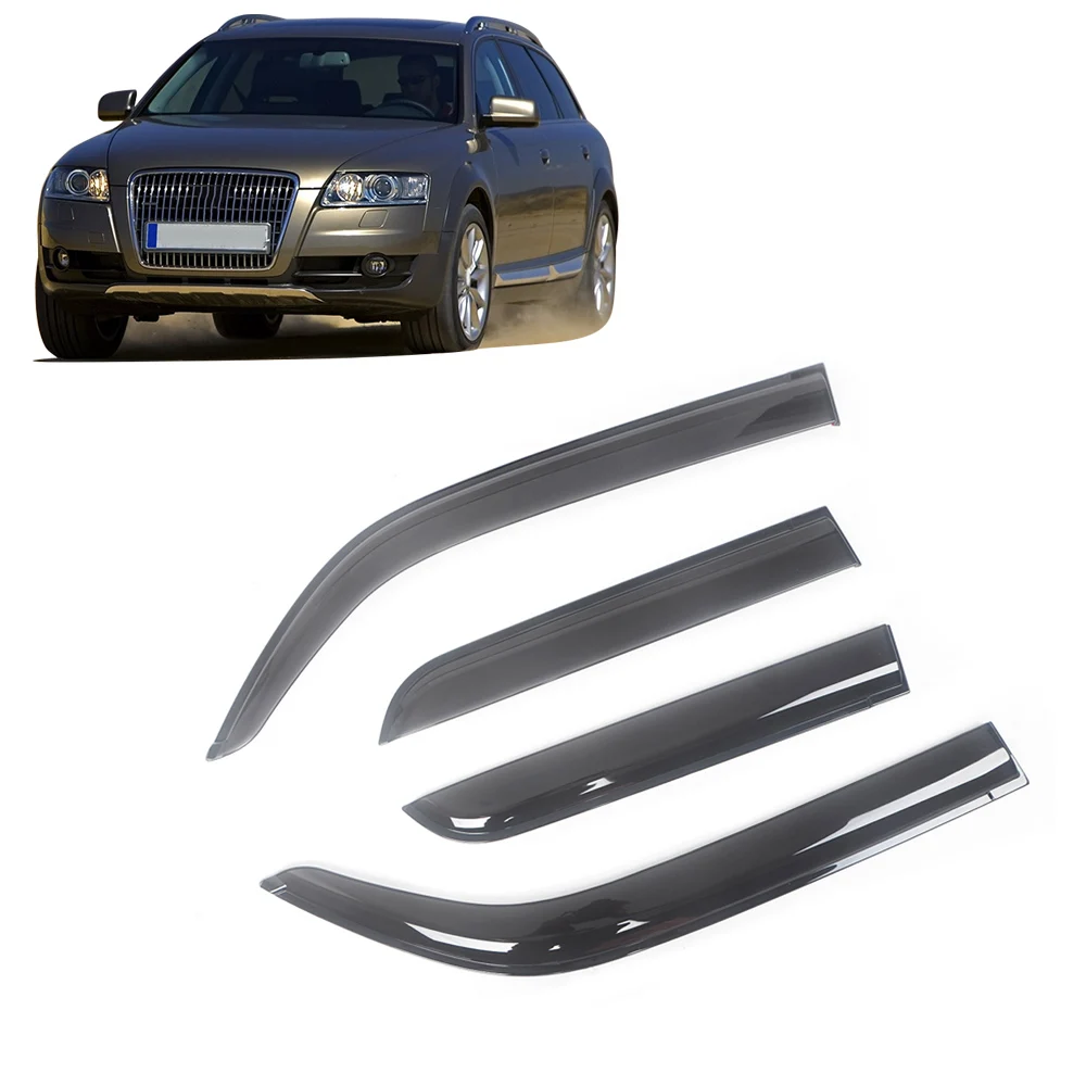 For Audi A6 4F C6 4B C5 2000-2011 Wagon Auto Black Tinted Car Side Window Visor Guard Vent Awnings Shelters Rain Door Ventvisor