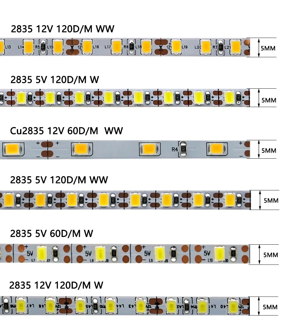 2835 Светодиодная лента 3 года гарантии ce rohs dc12v 24 В RA80 120led высокая яркая низкая стоимость для украшения дома