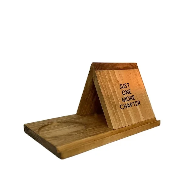 Wood Triangle Night Stand Book Holder Personalized Rest with Drink