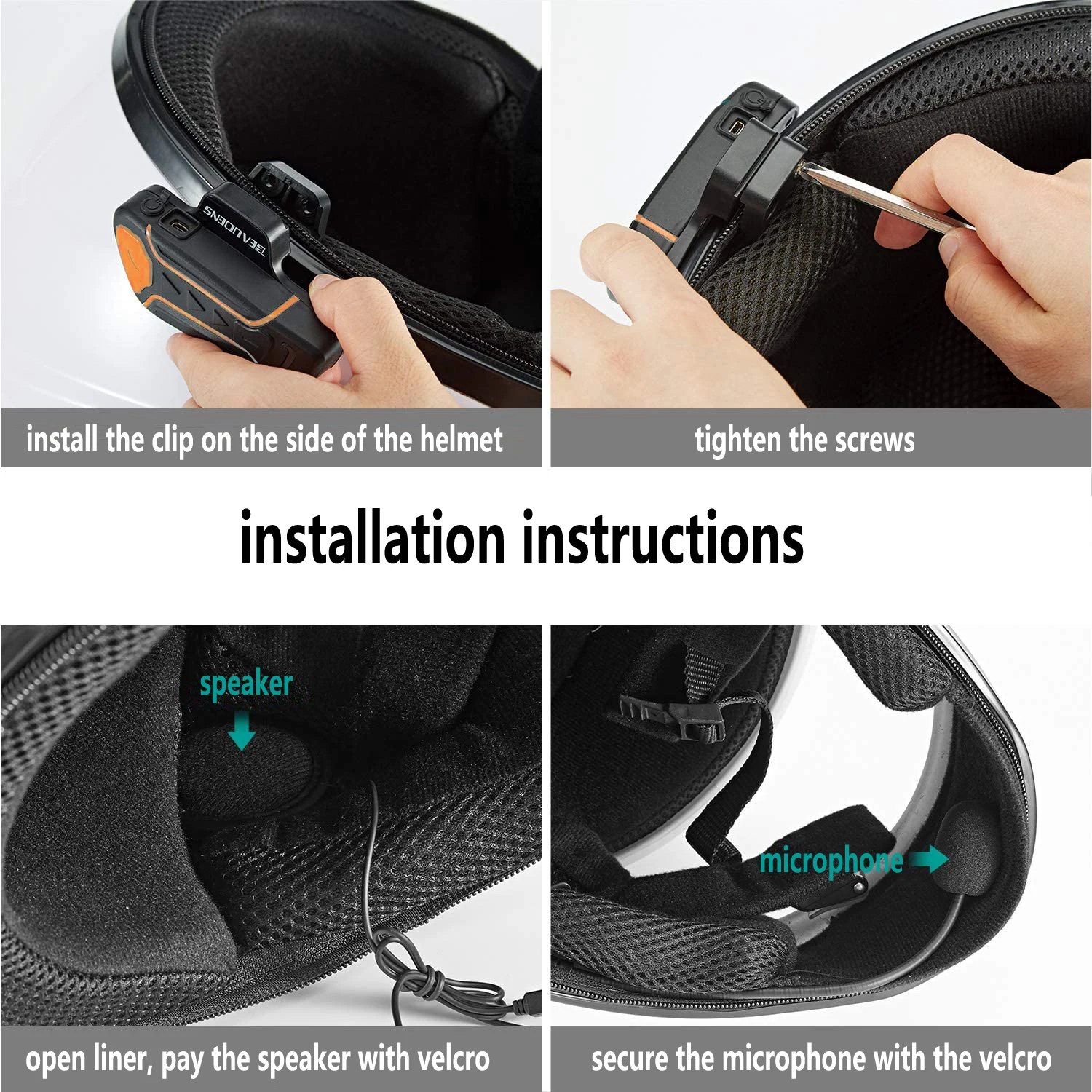 WT003 2.4 GHz Frequency USB Interface DC 5v Charging Motorcycle Intercom Speaker Headset waterproof headset