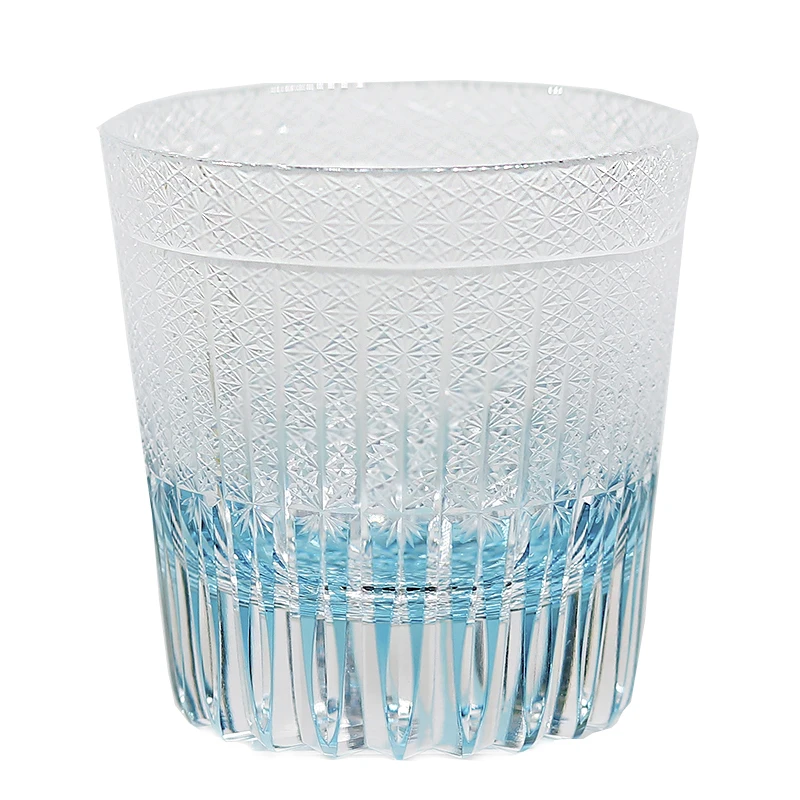 Handmade Edo Kiriko Engraving Glass Tumbler Set Bevel and Chrysanthemum Whiskey Glass Old Fashioned Colored Glass for Whiskey