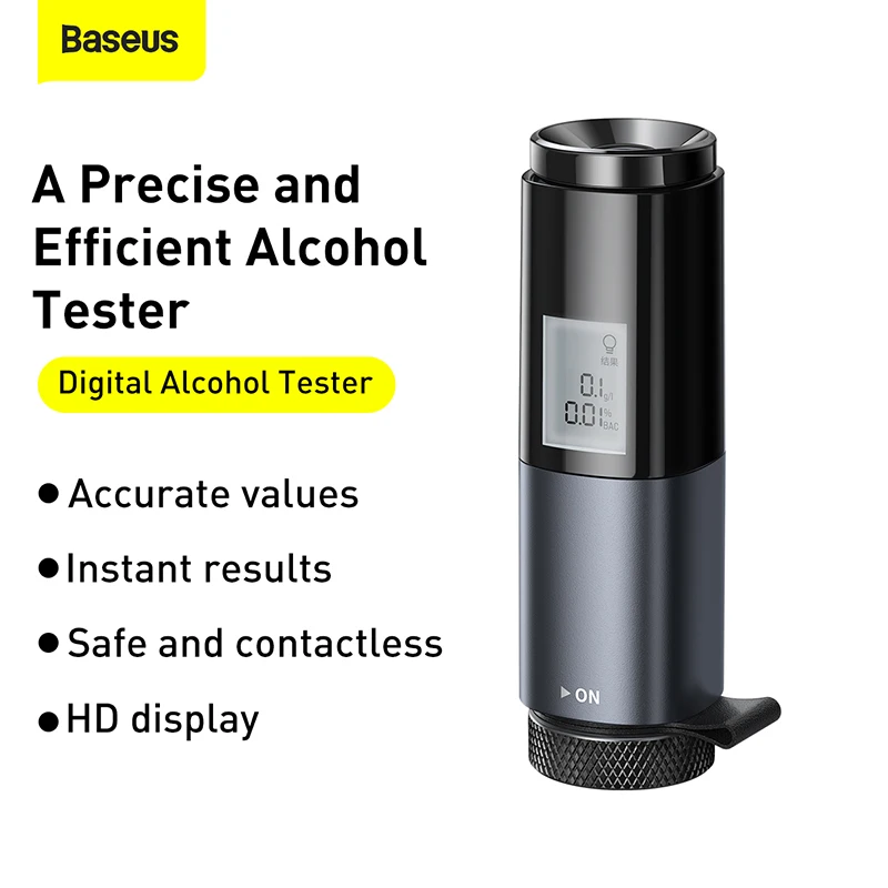 Baseus Rechargeable Breath Alcohol Test With LED Screen Display Automatic Alcohol Tester Breathalyzer