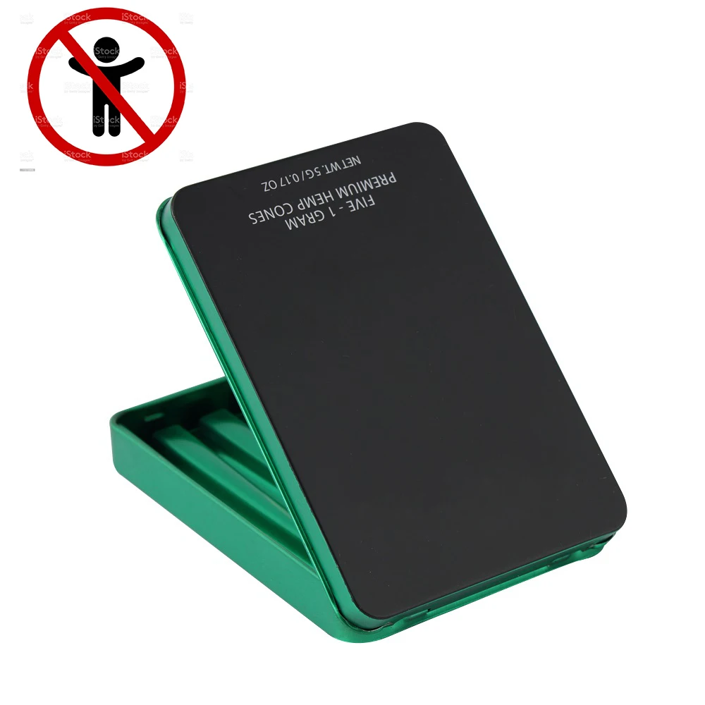 Airtight child resistant cigarette packaging child proof pre rolls metal can tin box child resistant box square boxes