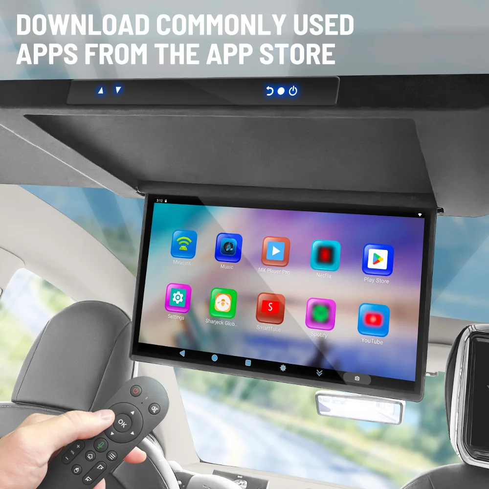 17.3 Inch 8Core 64G IPS Android Car Roof Monitor  Electric Reverse Ceiling TV Touchscreen Monitor Car TV for Tesla Model Y