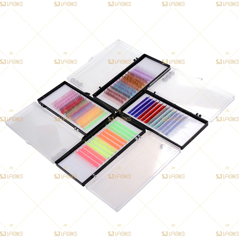 Volume Color Mink Lash Extensions J Curl Lash Extension Trays Handmade 0.15mm Natural False Eyelashes CD Cleanser Included