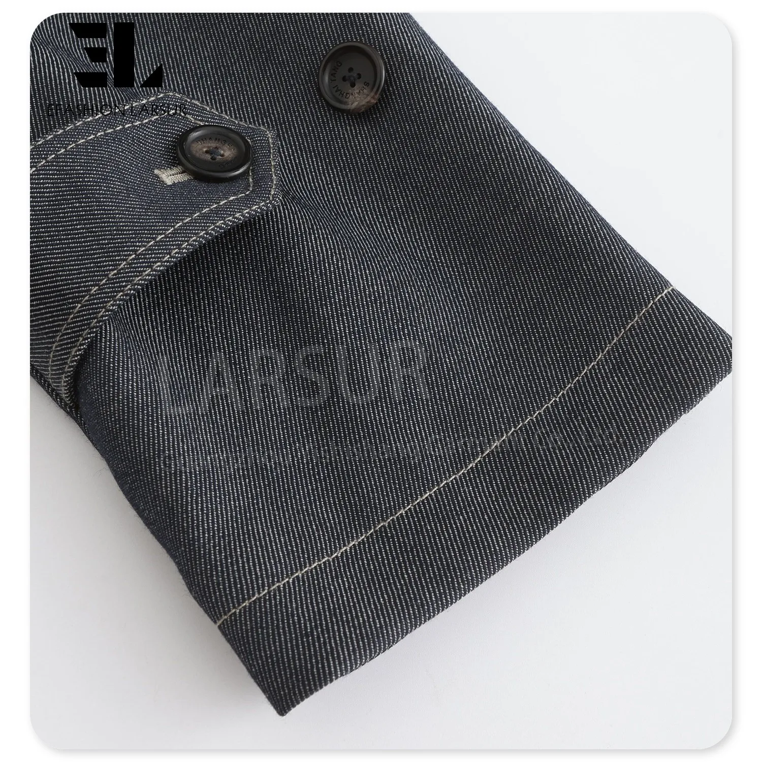 LARSUR clothing manufacturers custom New Chinese Style denim jacket with chinese closure frog knots denim tang suit jacket
