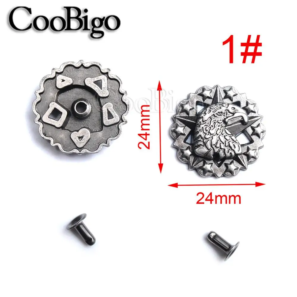 100 компл./упак. оловянные заклепки для браслета в стиле панк-рок, одежда, сумка для обуви, ошейник для домашних животных, Кожаные детали для рукоделия, Цветочный щит, Орел # GZ102