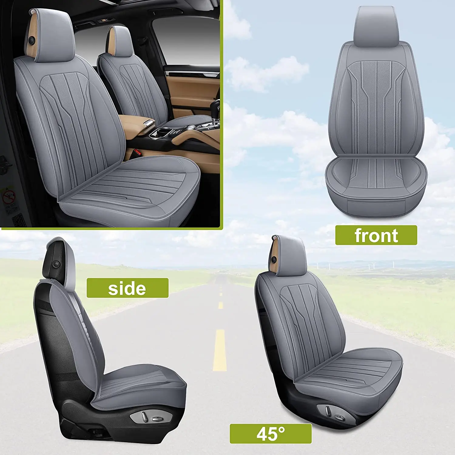 Hot Sale Waterproof Leather Seat Cover Air Bag Free Seat Protector with pockets for Car Front Seat