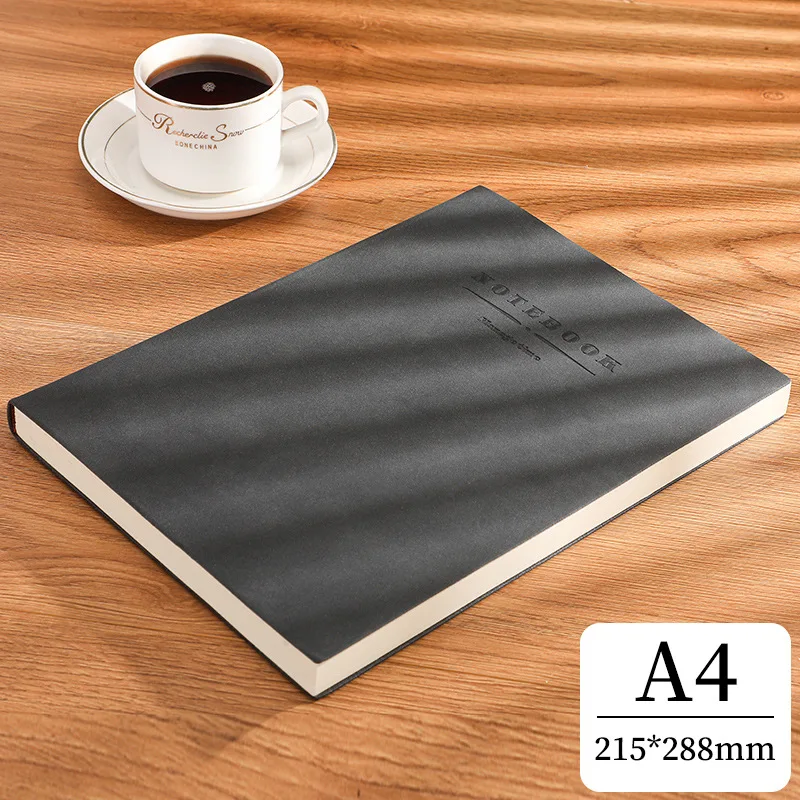 Soft PU Leather A4 Large Thickened Notebook Simplified Horizontal line/ Grid Notebook Business B5/A5 Notebook  for Wholesale