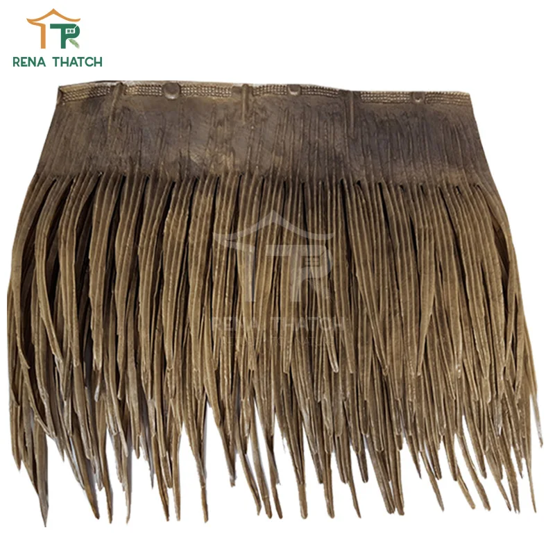 Fire resistant long lasting artificial thatch palm synthetic plastic palm panel waterproof synthetic HDPE palm leaves roof